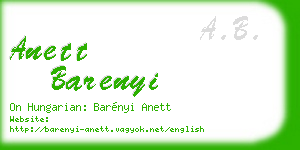 anett barenyi business card